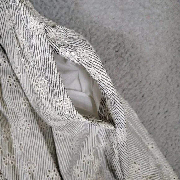 Madewell Mini Dress Women's 2XS White Black Striped Eyelet Sophia Puff Sleeve - Picture 11 of 13